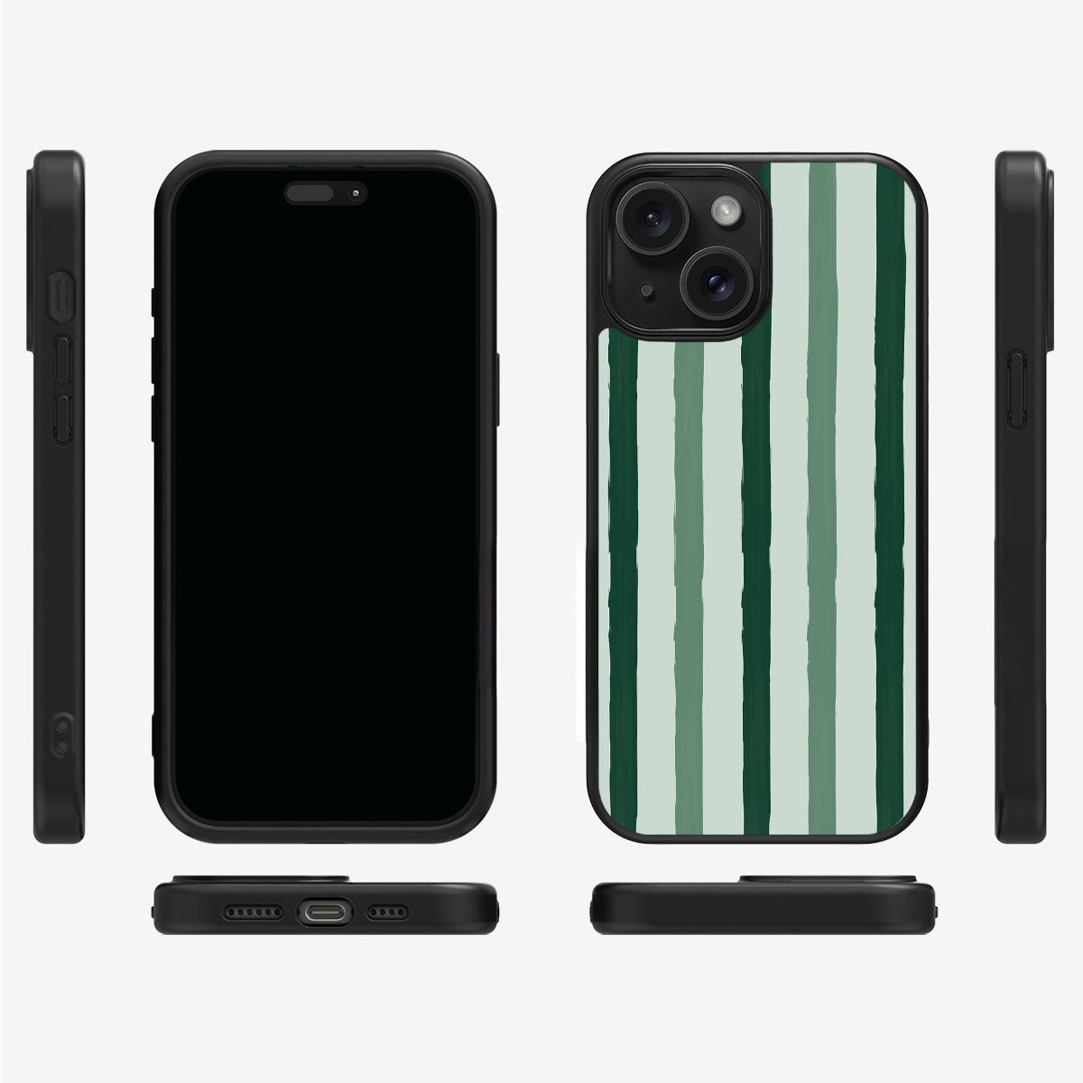 Green Watercolor Stripes - iPhone 15 Case #case type_core (magsafe), #case type_core (non magsafe)