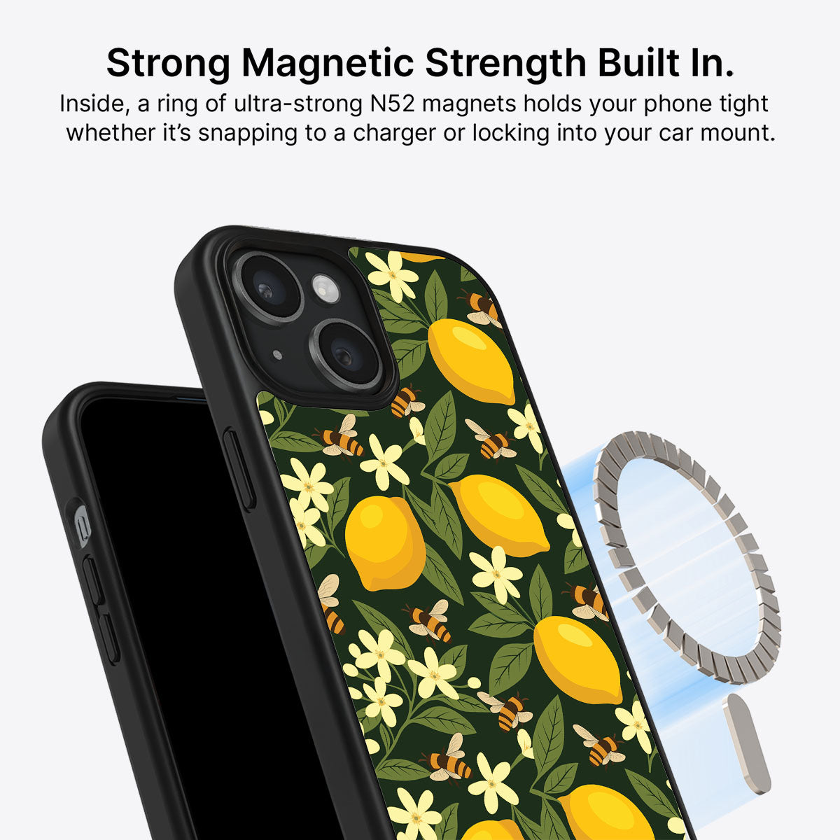iPhone 15 MagSafe case – Lemon and Bees design