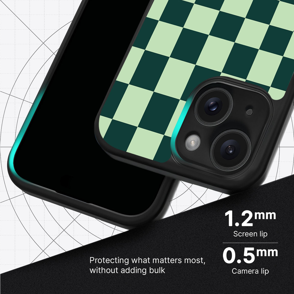 Mint Matrix slim iPhone 15 phone case