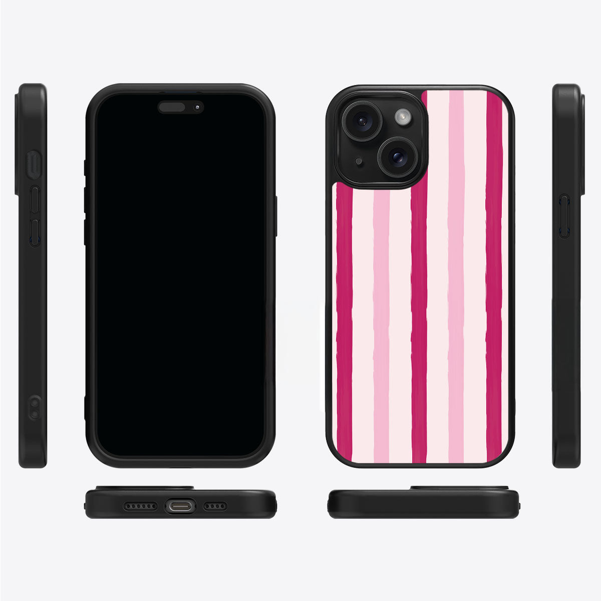 Pink Watercolor Stripes - iPhone 15 Case #case type_core (magsafe), #case type_core (non magsafe)