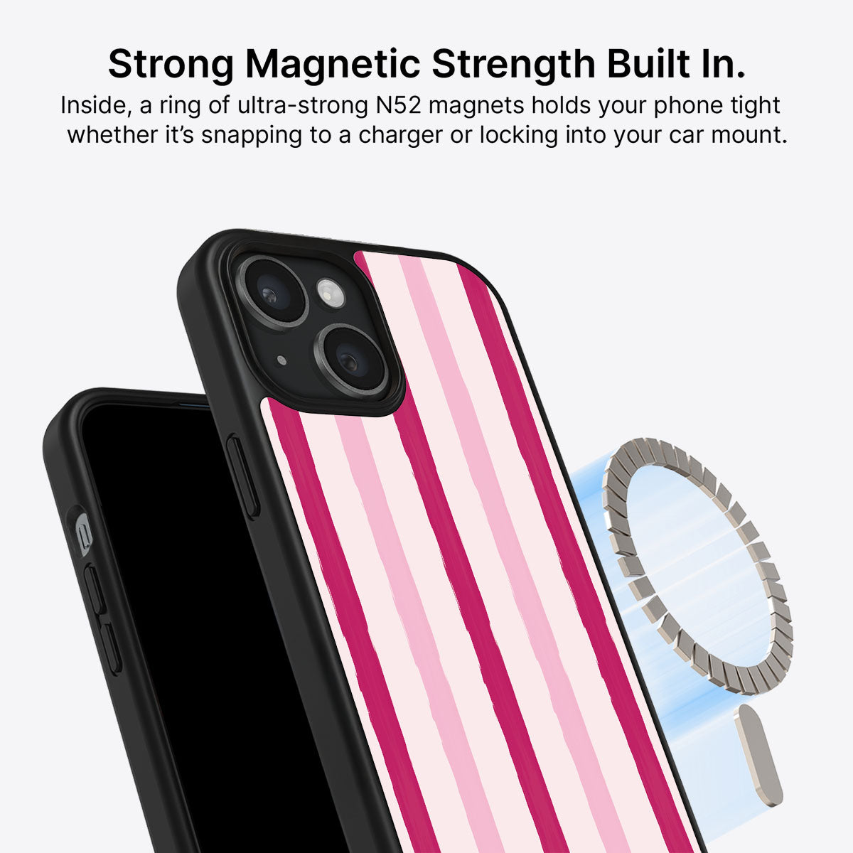 Pink Watercolor Stripes - iPhone 15 Case #case type_core (magsafe)