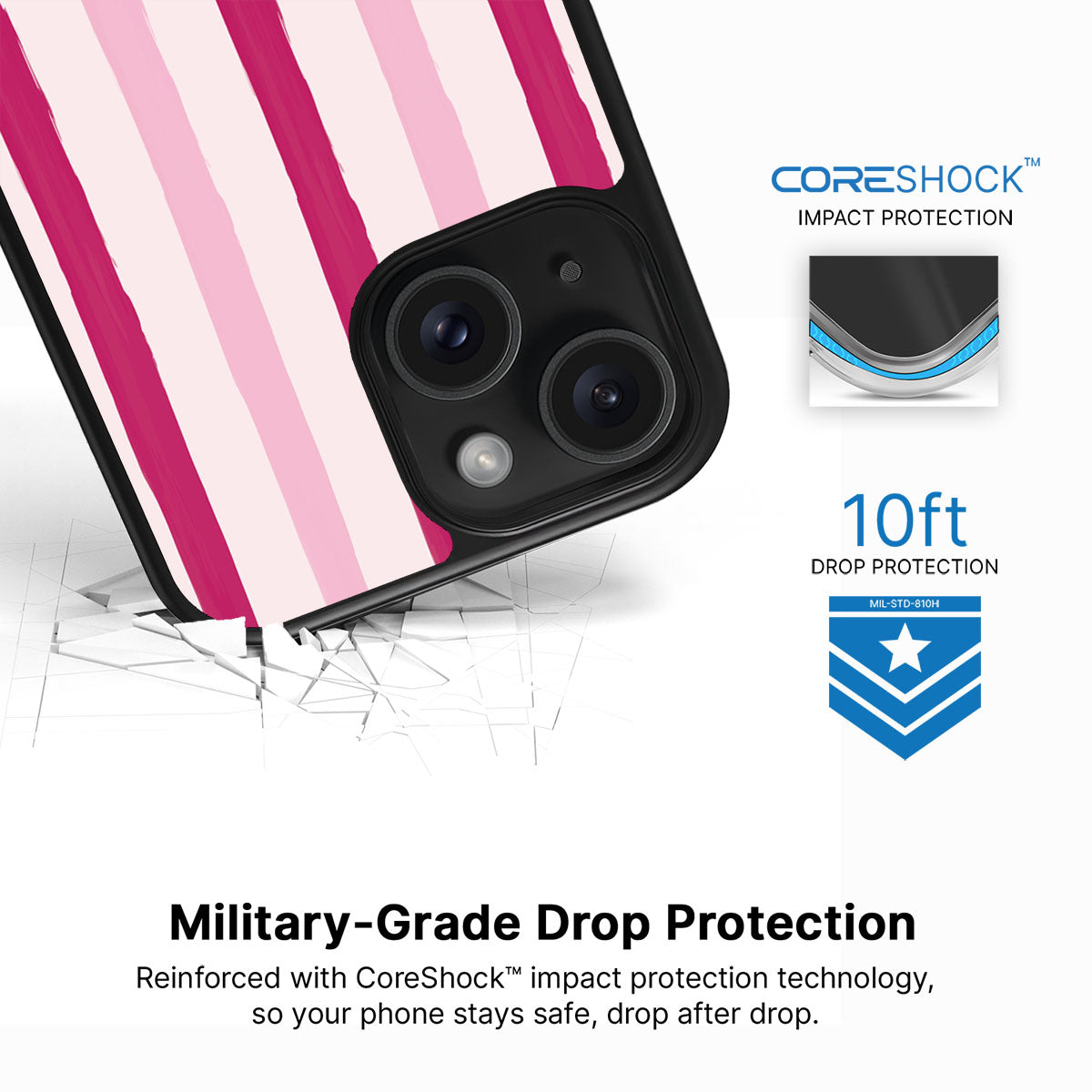 Pink Watercolor Stripes - iPhone 15 Case #case type_core (magsafe), #case type_core (non magsafe)