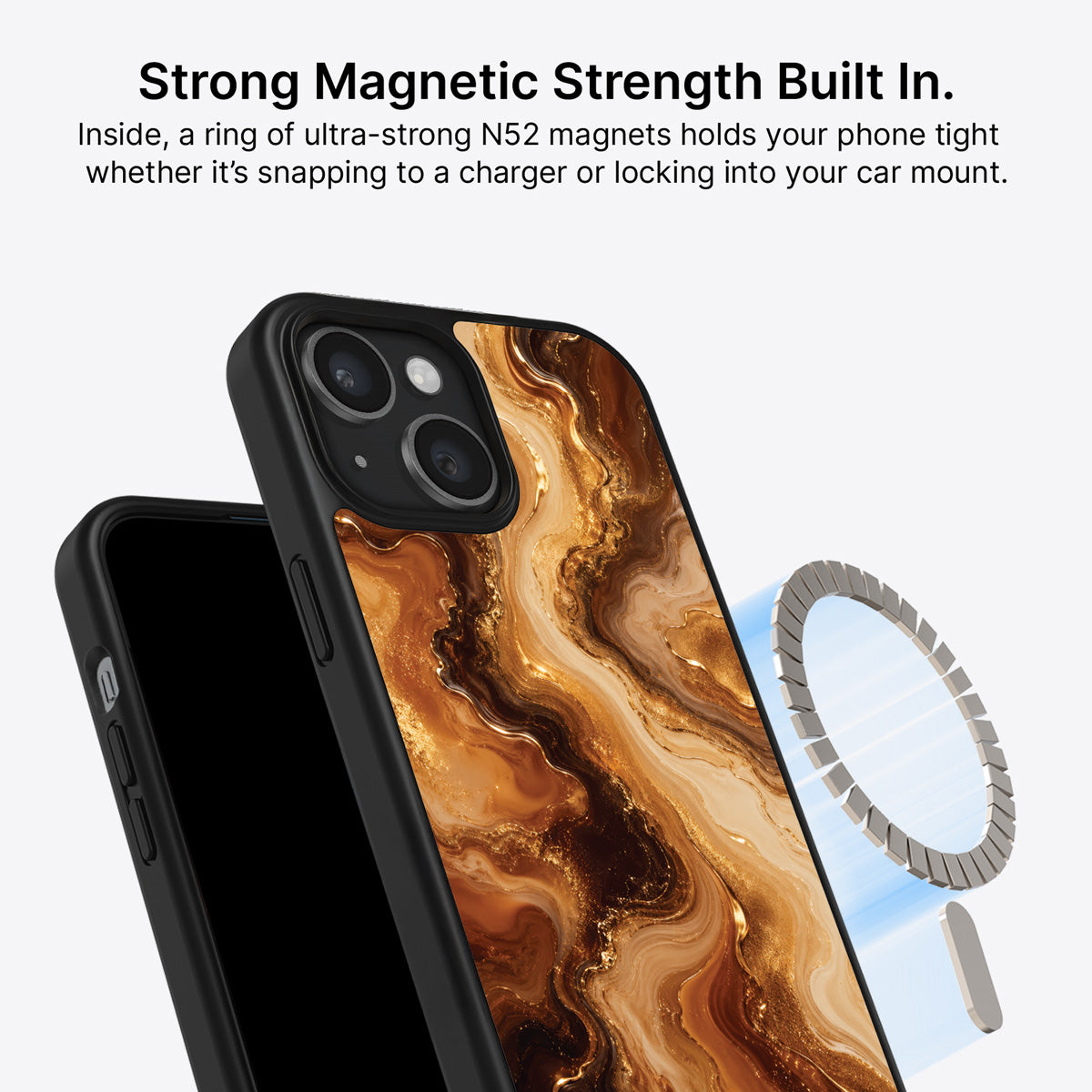 iPhone 15 Plus MagSafe case – Caramel Swirl design