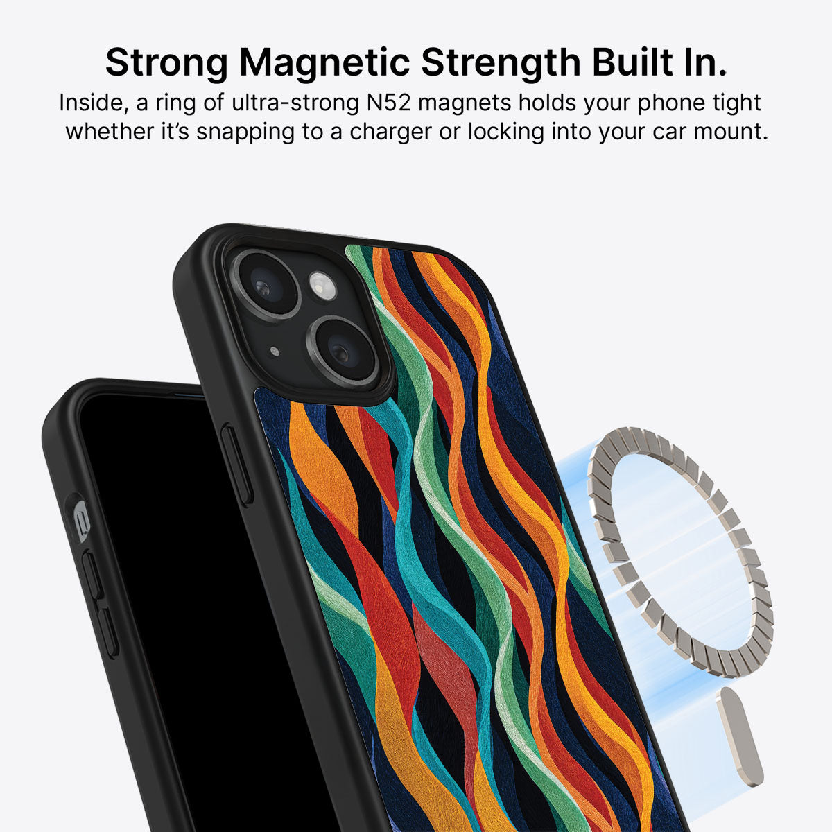 Abstract Designer iPhone 15 Plus Case – Coastal Waves | MagSafe