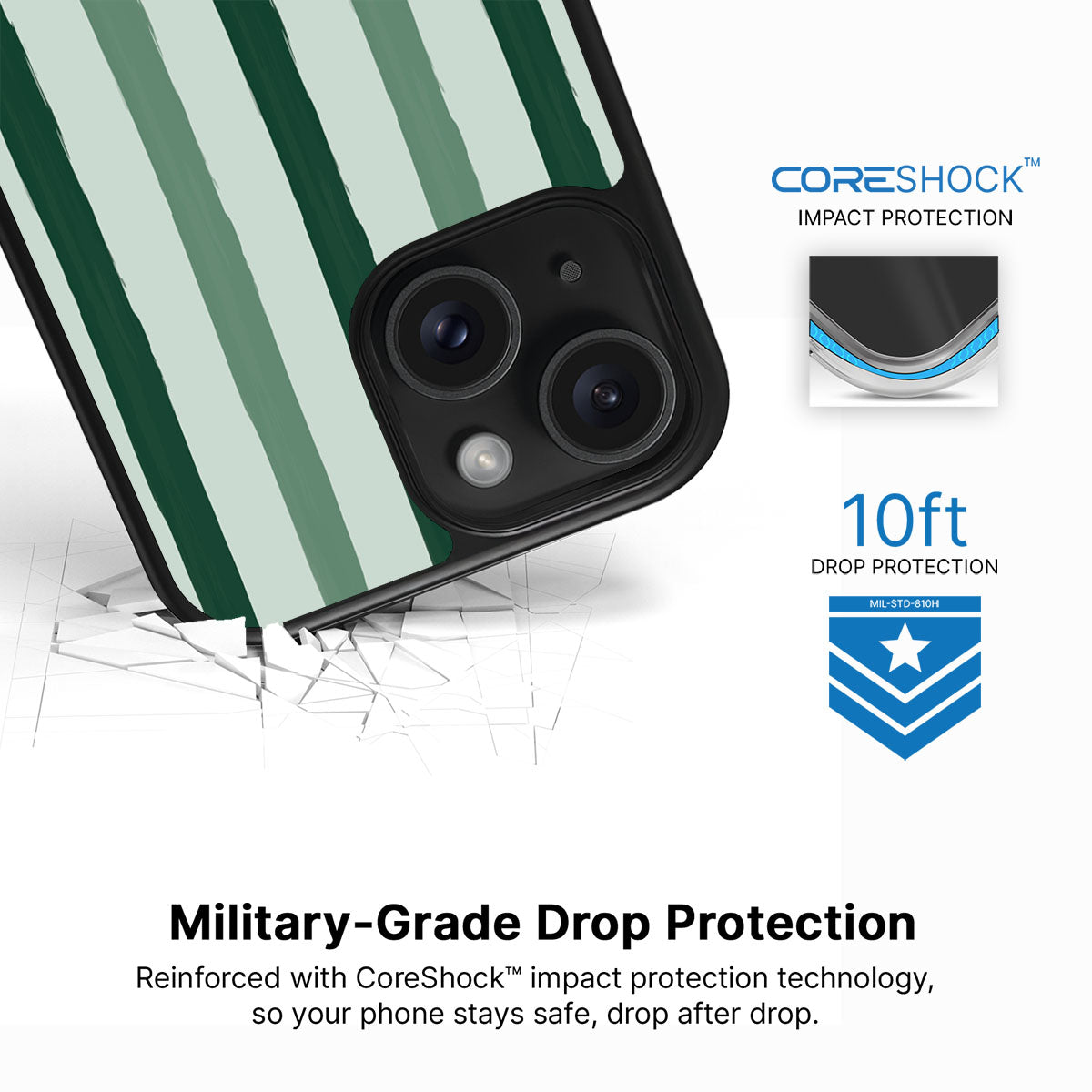 Green Watercolor Stripes - iPhone 15 Plus Case #case type_core (magsafe), #case type_core (non magsafe)