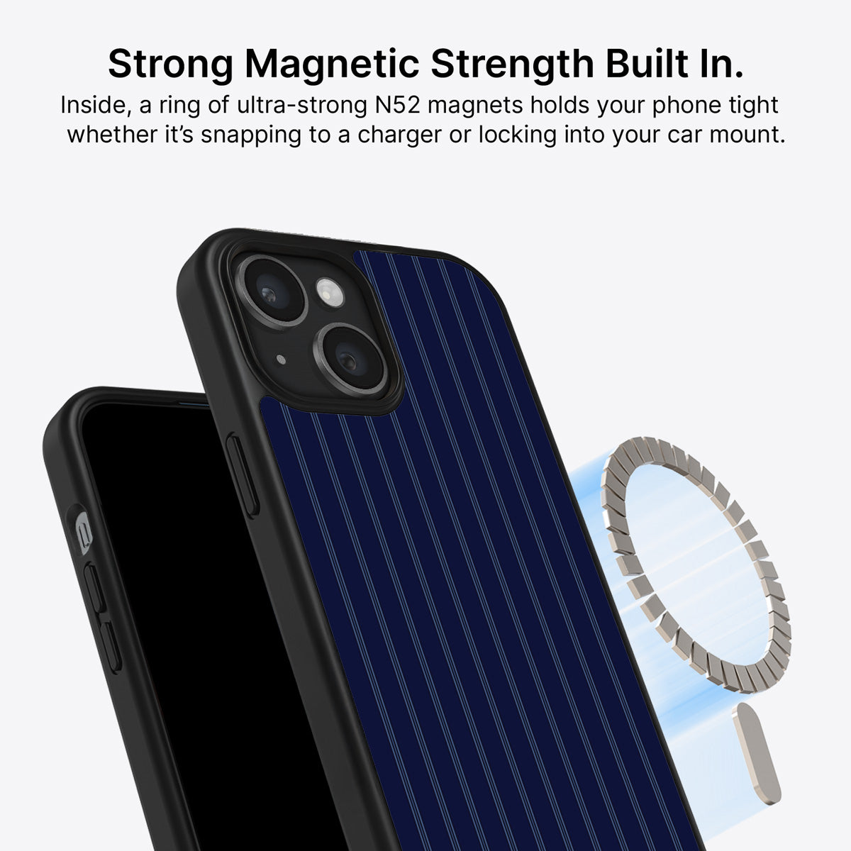iPhone 15 Plus MagSafe case – Ink Pinstripe design