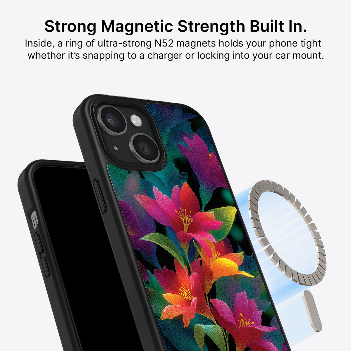 iPhone 15 Plus Case with MagSafe – Jungle Bloom
