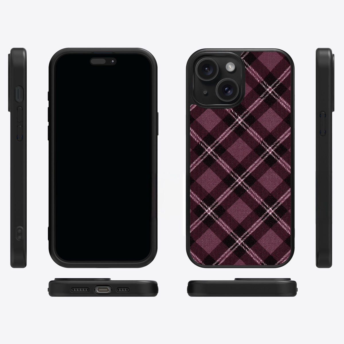 Merlot Weave iPhone 15 Plus case cover – multi-angle view