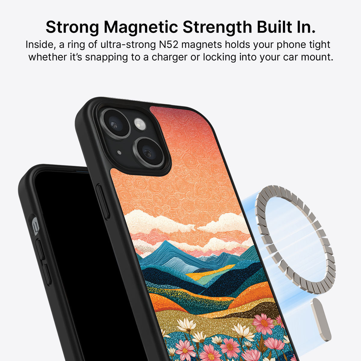 Sunset Designer iPhone 15 Plus Case – Soft Horizon | MagSafe
