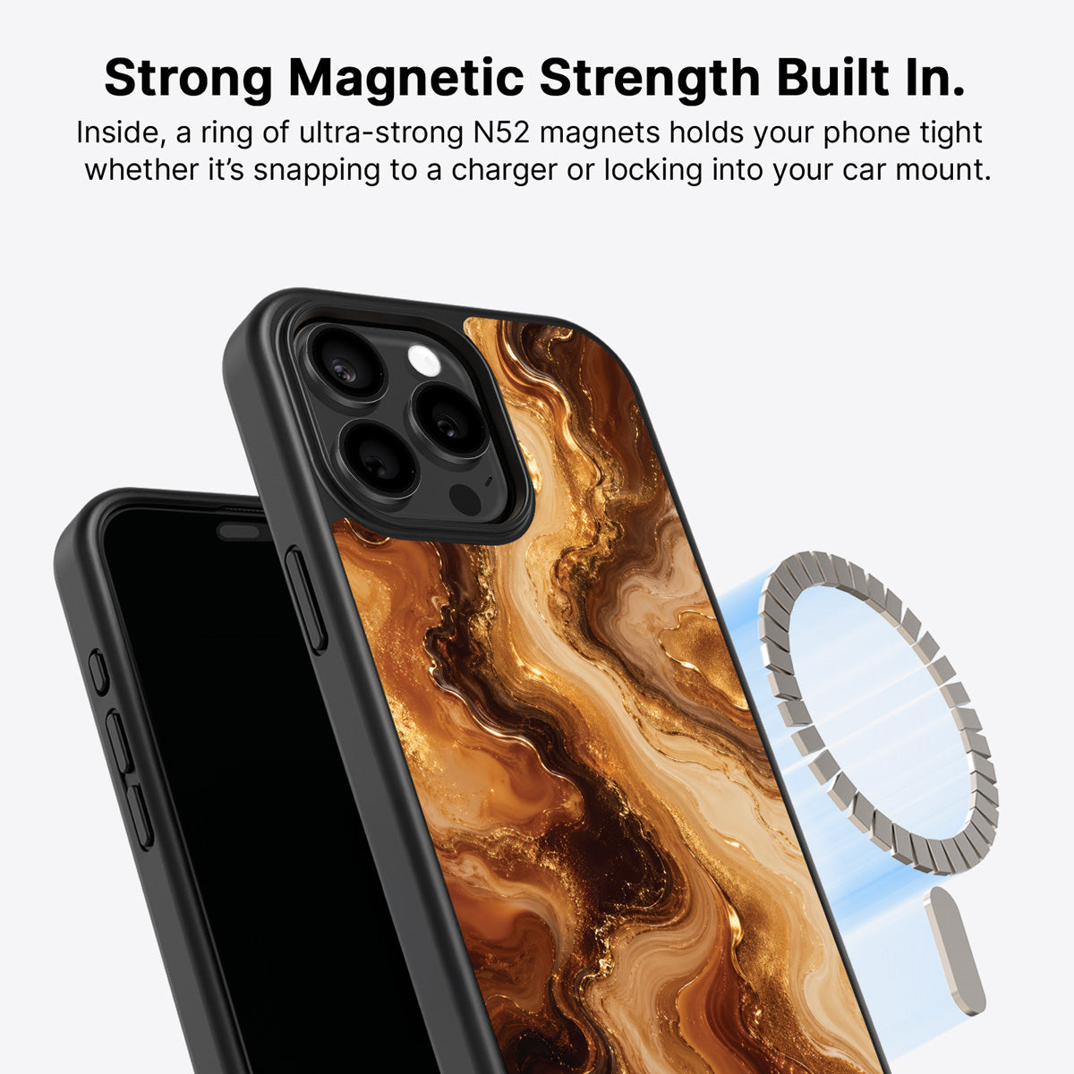 iPhone 15 Pro MagSafe case – Caramel Swirl design