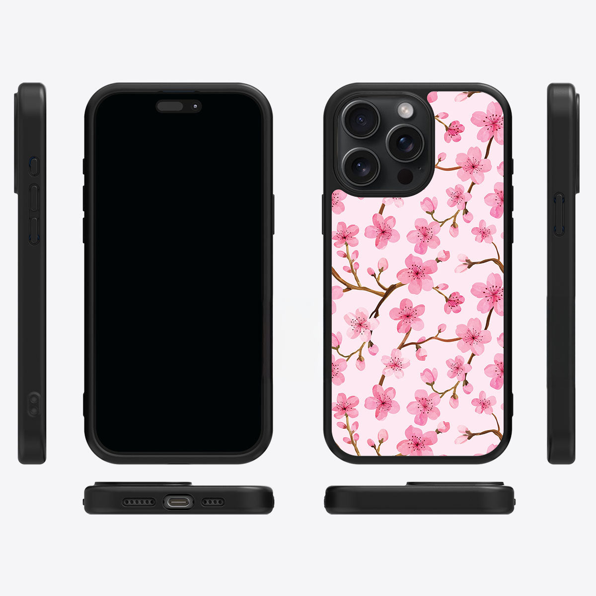 Cherry Blossom iPhone 15 Pro case cover – multi-angle view
