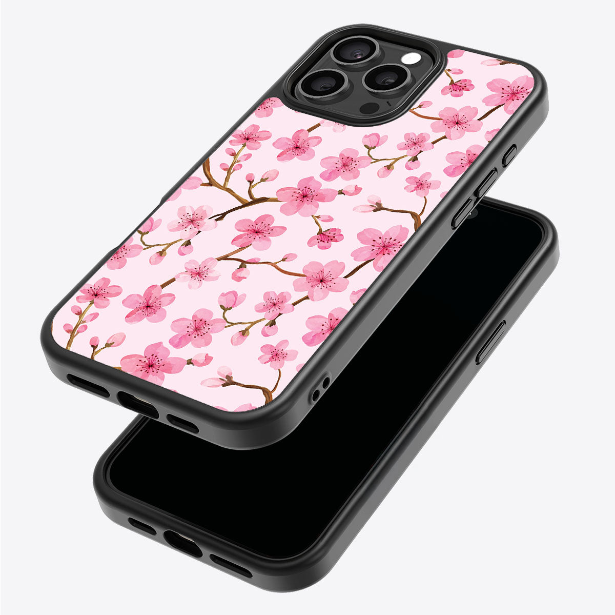 Cherry Blossom iPhone 15 Pro case – back and side view
