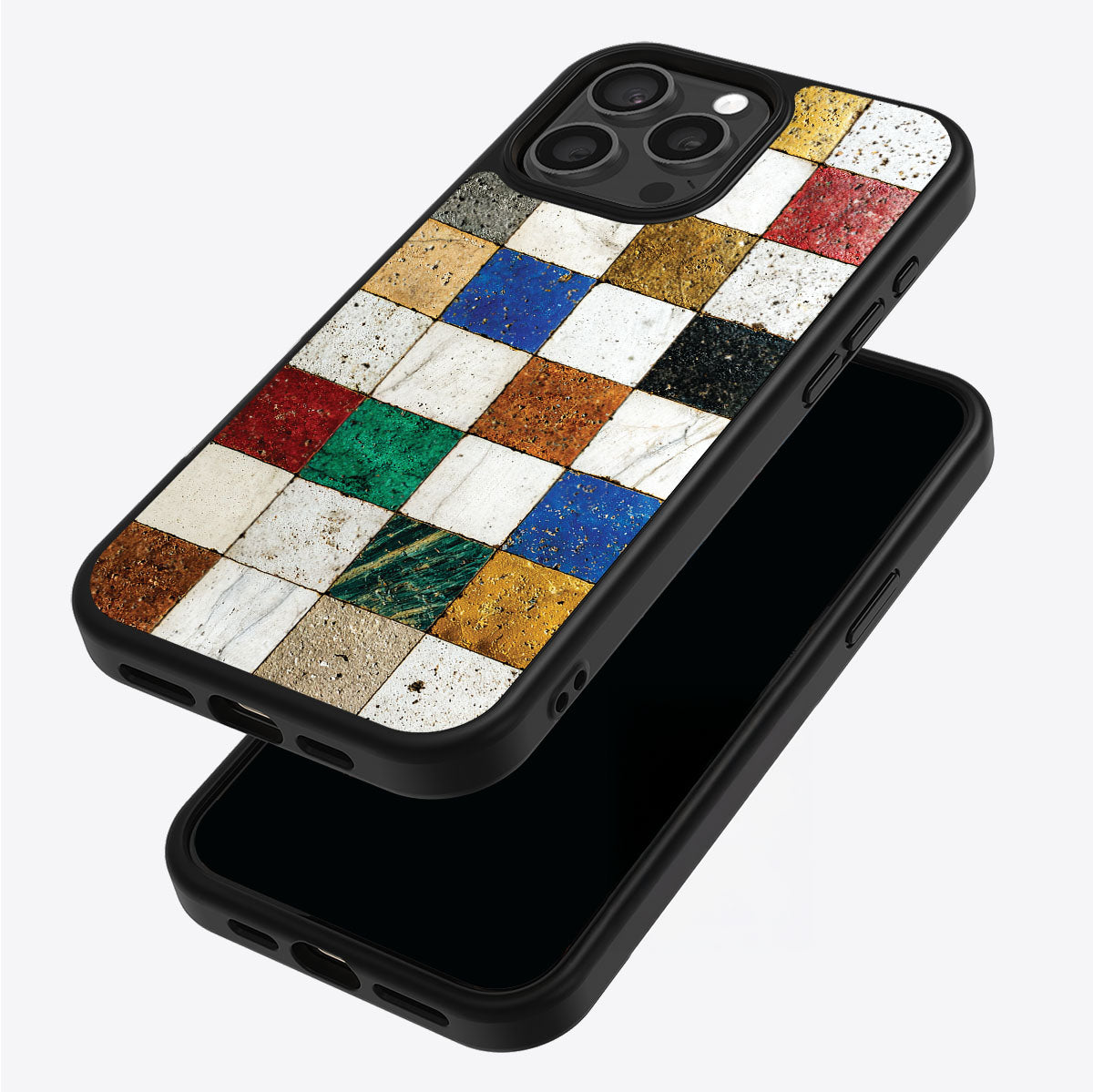 Heritage Mosaic iPhone 15 Pro case – back and side view