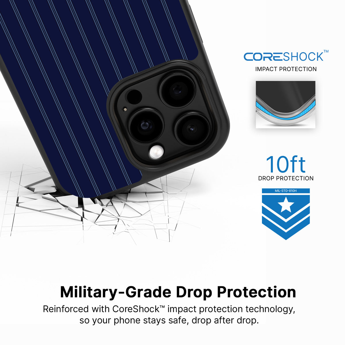 Ink Pinstripe iPhone 15 Pro case with drop protection