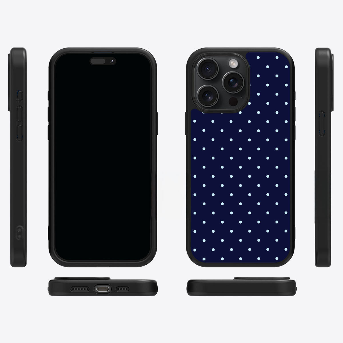 Navy Whisper iPhone 15 Pro case cover – multi-angle view