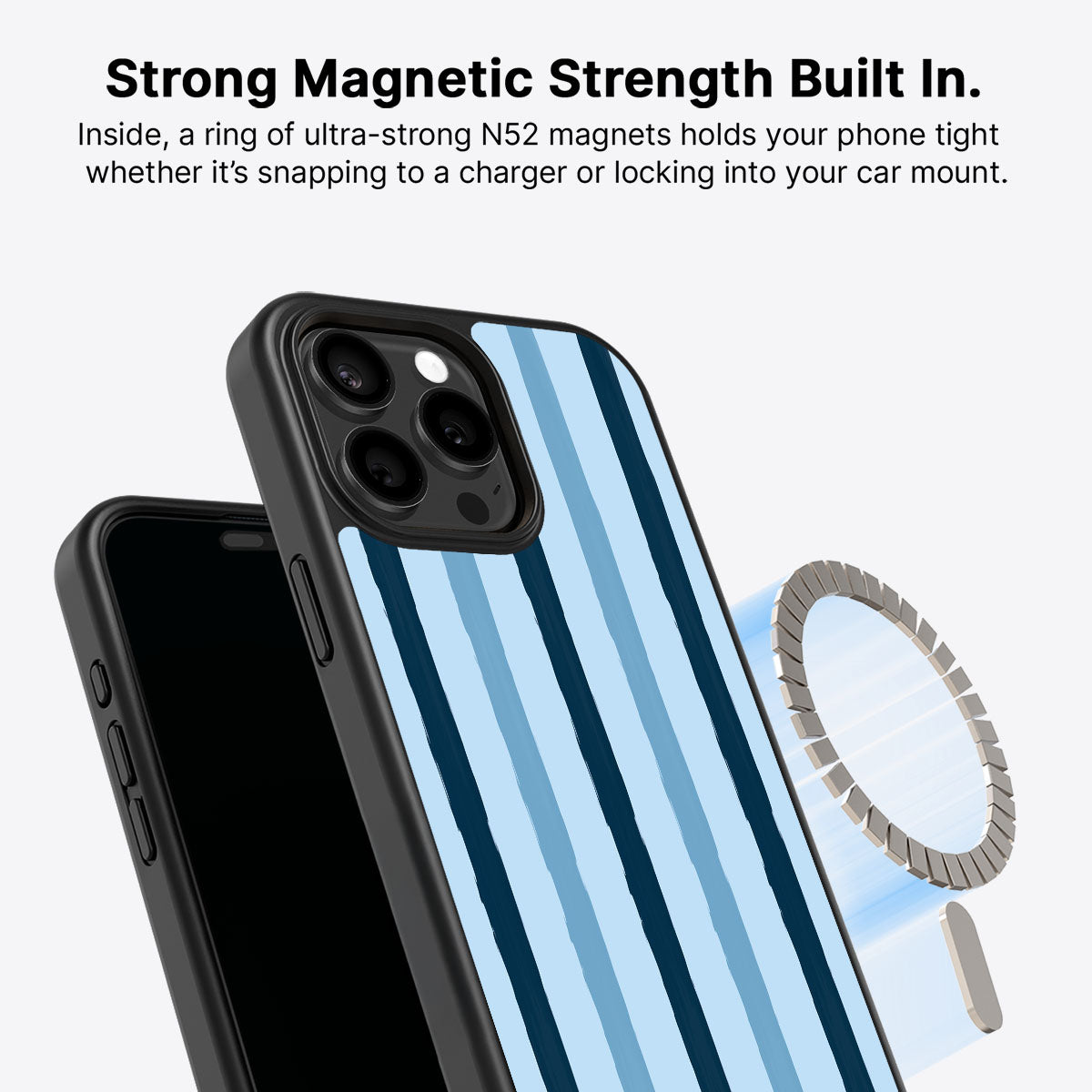 Blue Watercolor Stripes - iPhone 15 Pro Max Case #case type_core (magsafe)