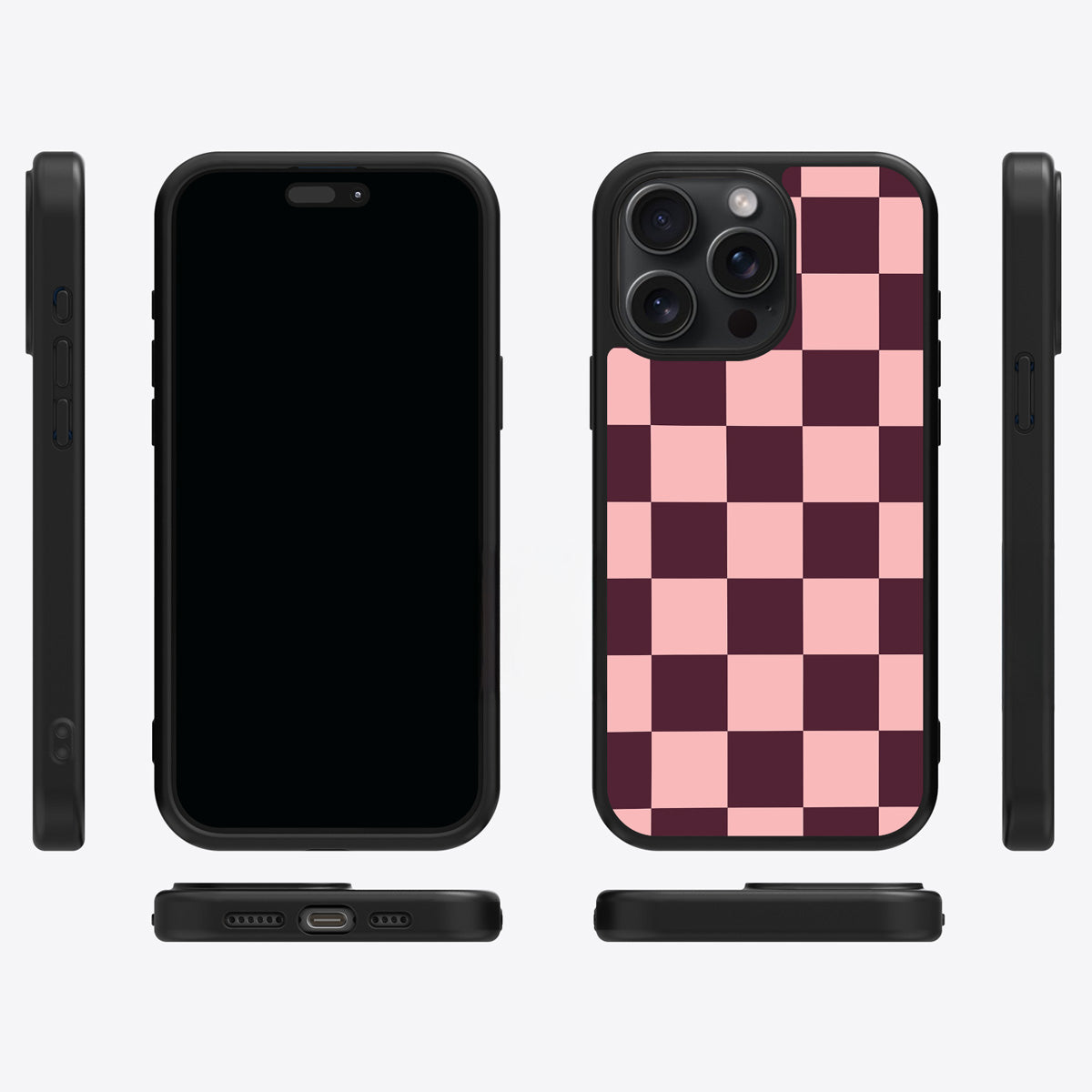 Claret Tile iPhone 15 Pro Max case cover – multi-angle view