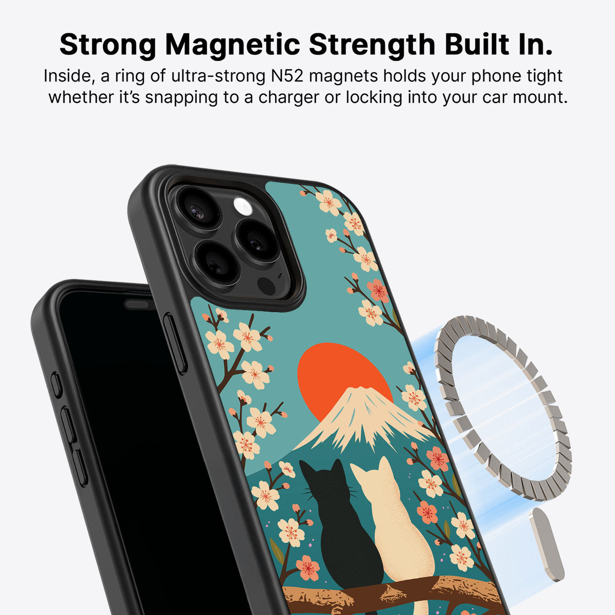 iPhone 15 Pro Max MagSafe case – Fuji Cats design