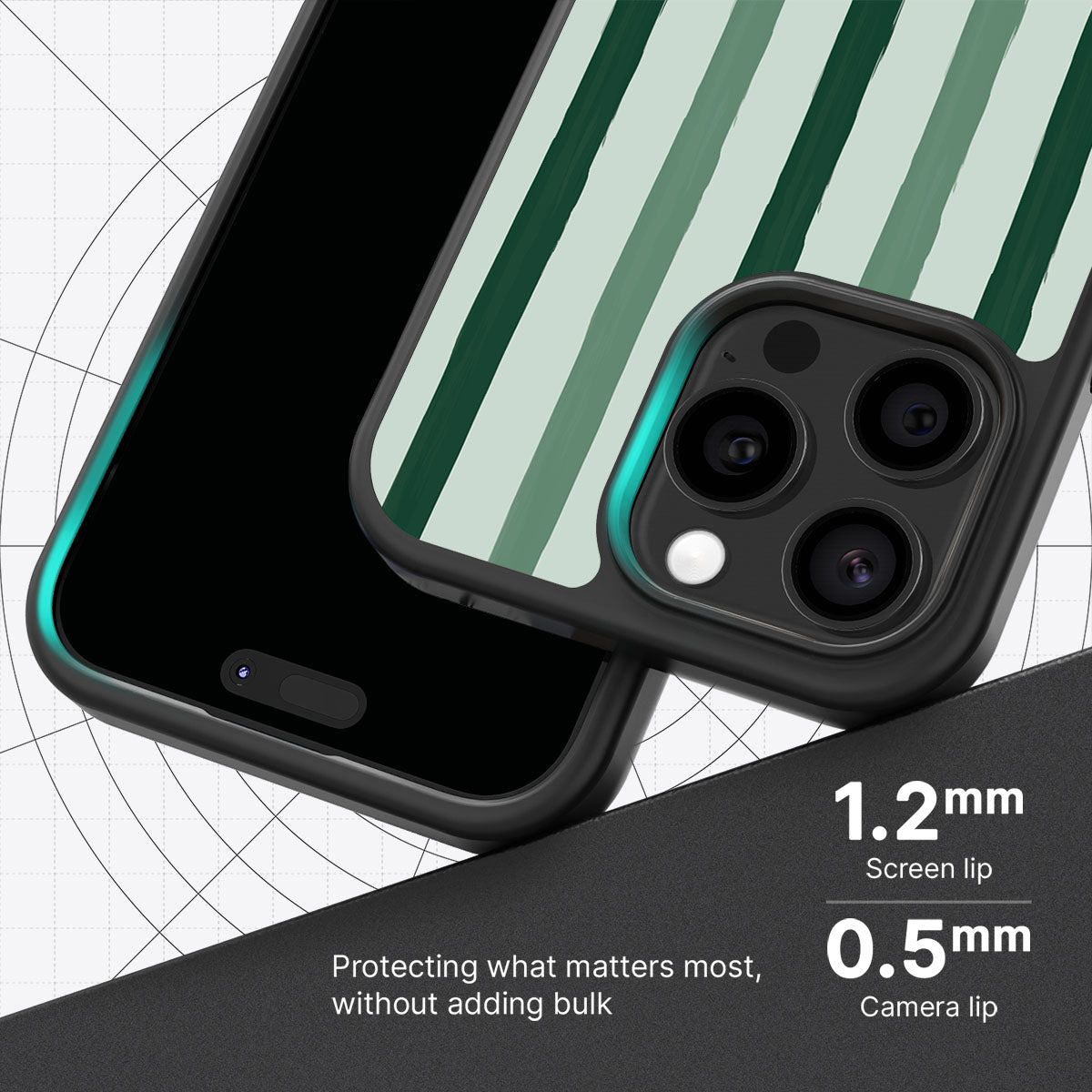 Green Watercolor Stripes - iPhone 15 Pro Max Case #case type_core (magsafe), #case type_core (non magsafe)