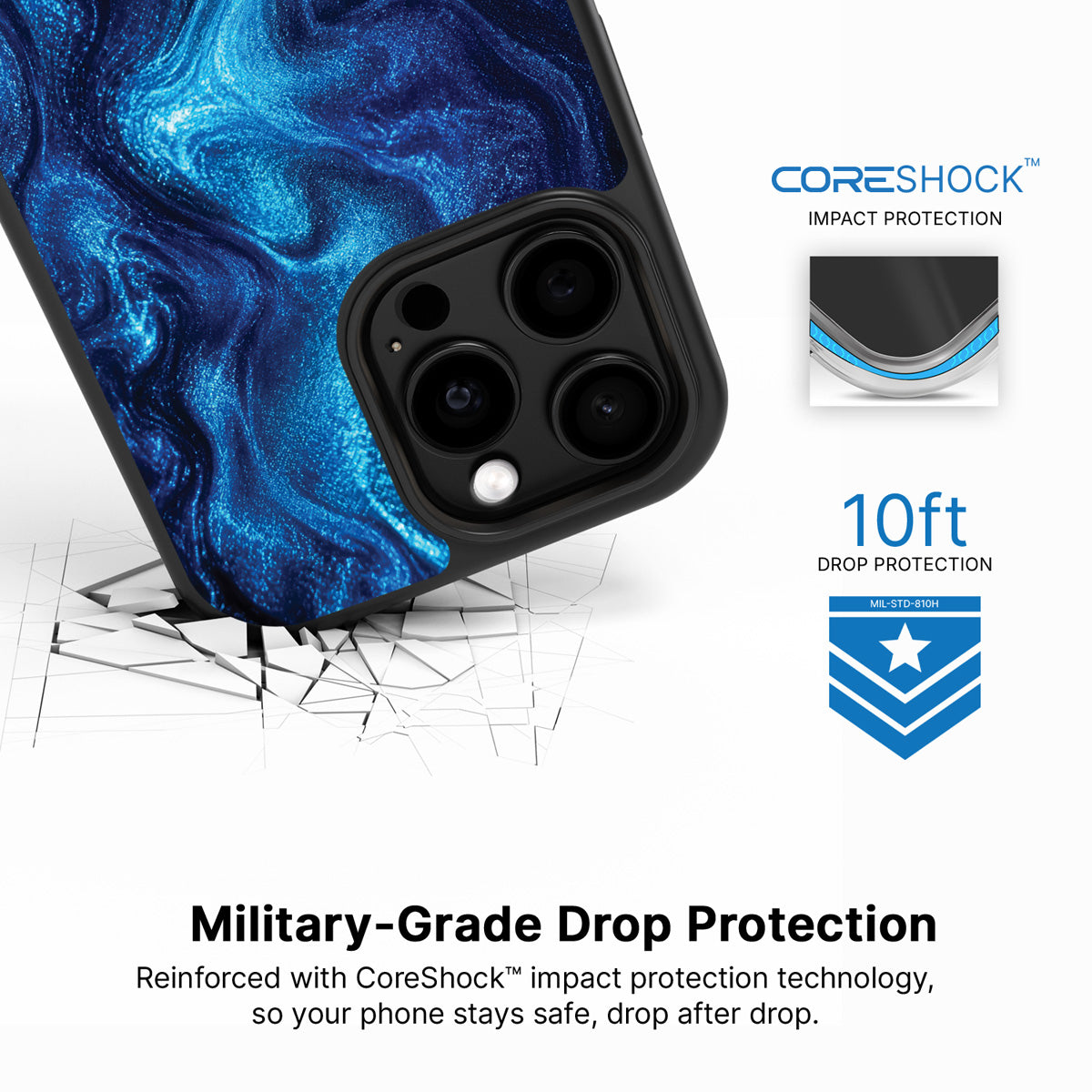 Blue Marble Designer iPhone 15 Pro Max Case – Indigo Impasto | MagSafe