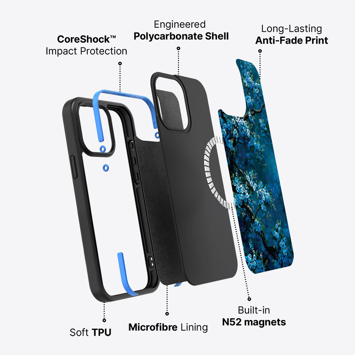 Moonlit Petals - iPhone 15 Pro Max Case #case type_core (magsafe)