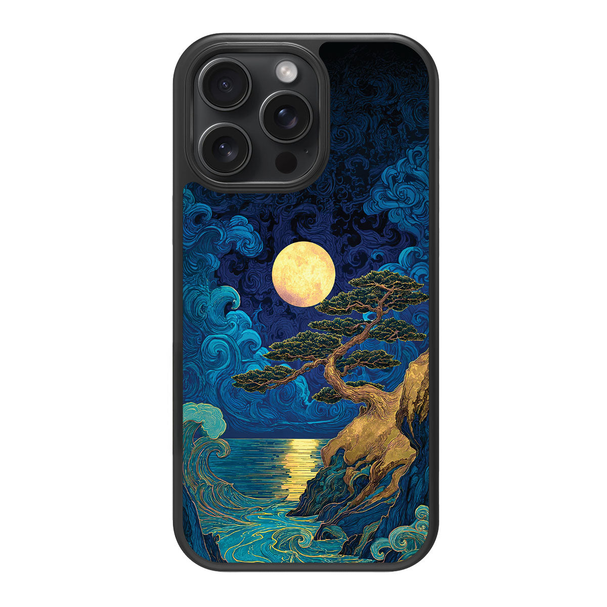 Moonlit Tide design back view – iPhone 15 Pro Max case