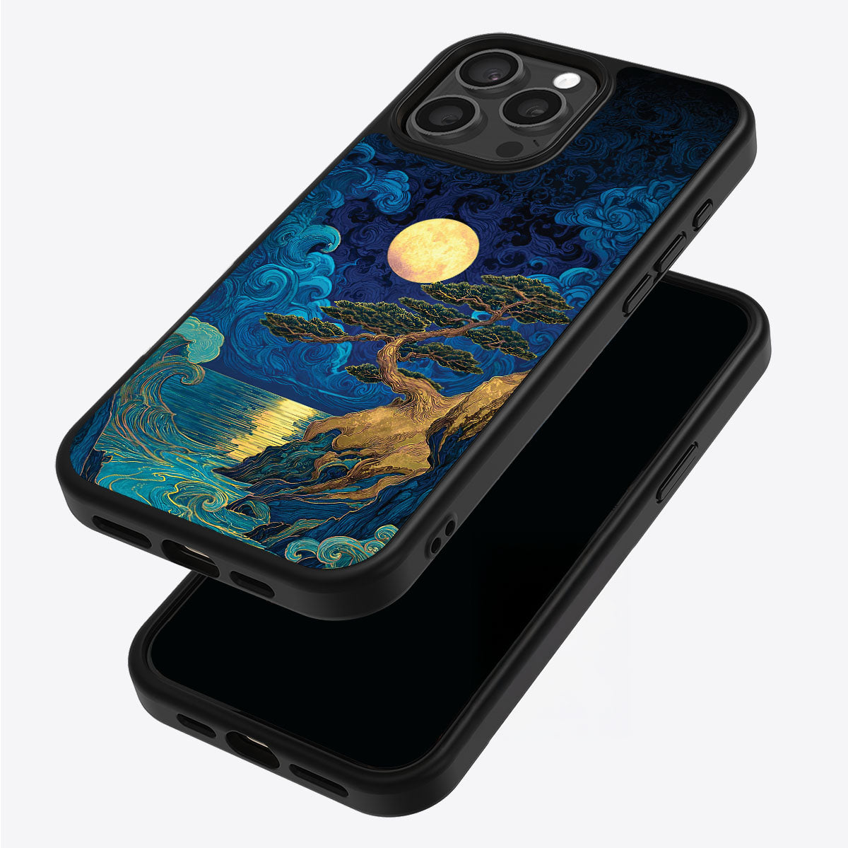 Moonlit Tide iPhone 15 Pro Max case – back and side view