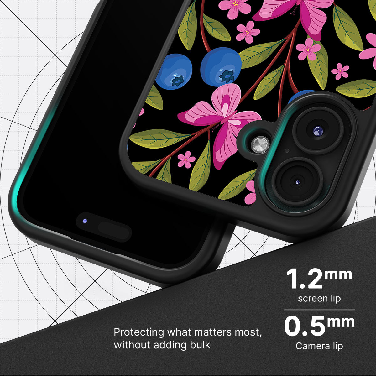 Blueberry Butterflies - iPhone 16 Case #case type_core (magsafe), #case type_core (non magsafe)