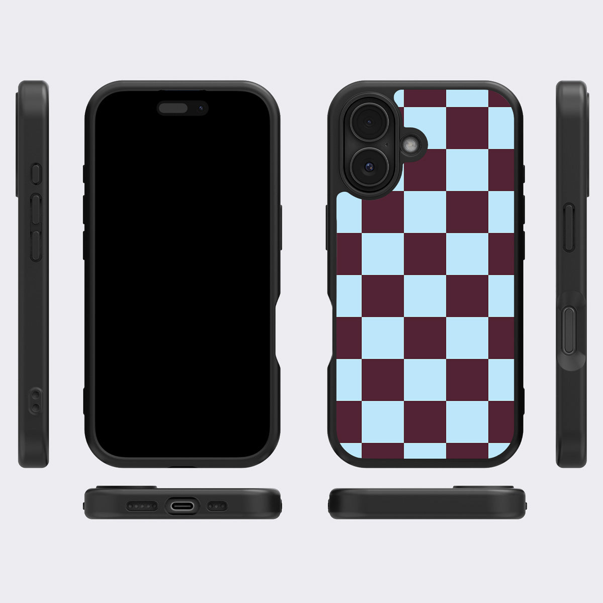 Cabernet Tile iPhone 16 case cover – multi-angle view