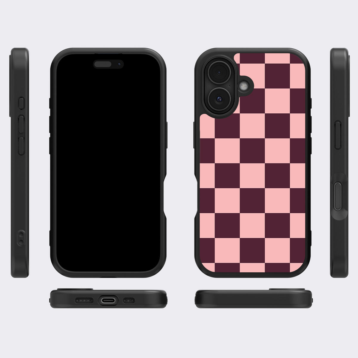Claret Tile iPhone 16 case cover – multi-angle view