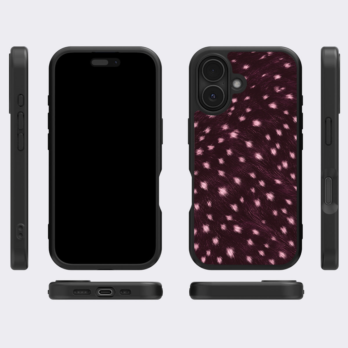 Fawn Spots iPhone 16 case cover – multi-angle view