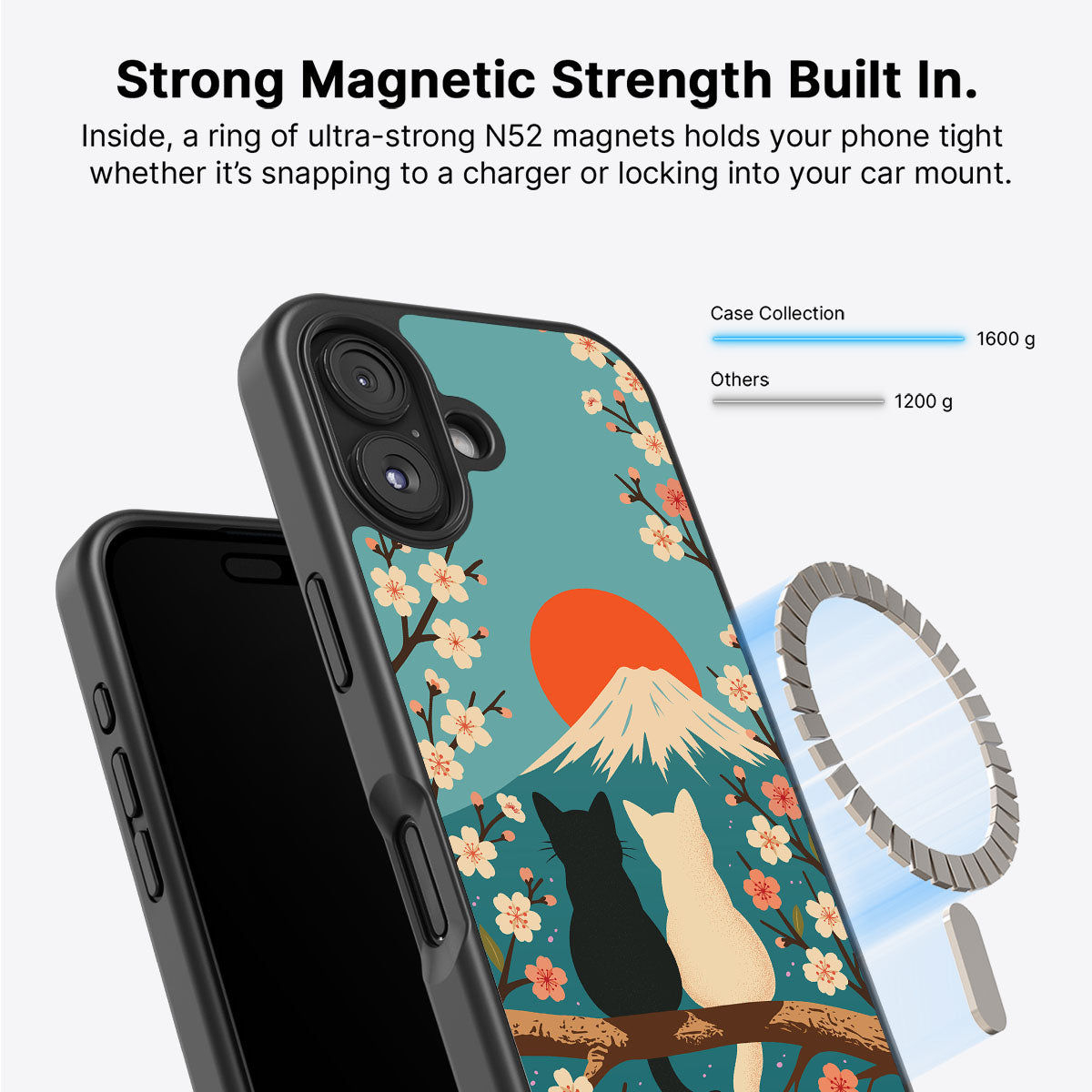iPhone 16 MagSafe case – Fuji Cats design