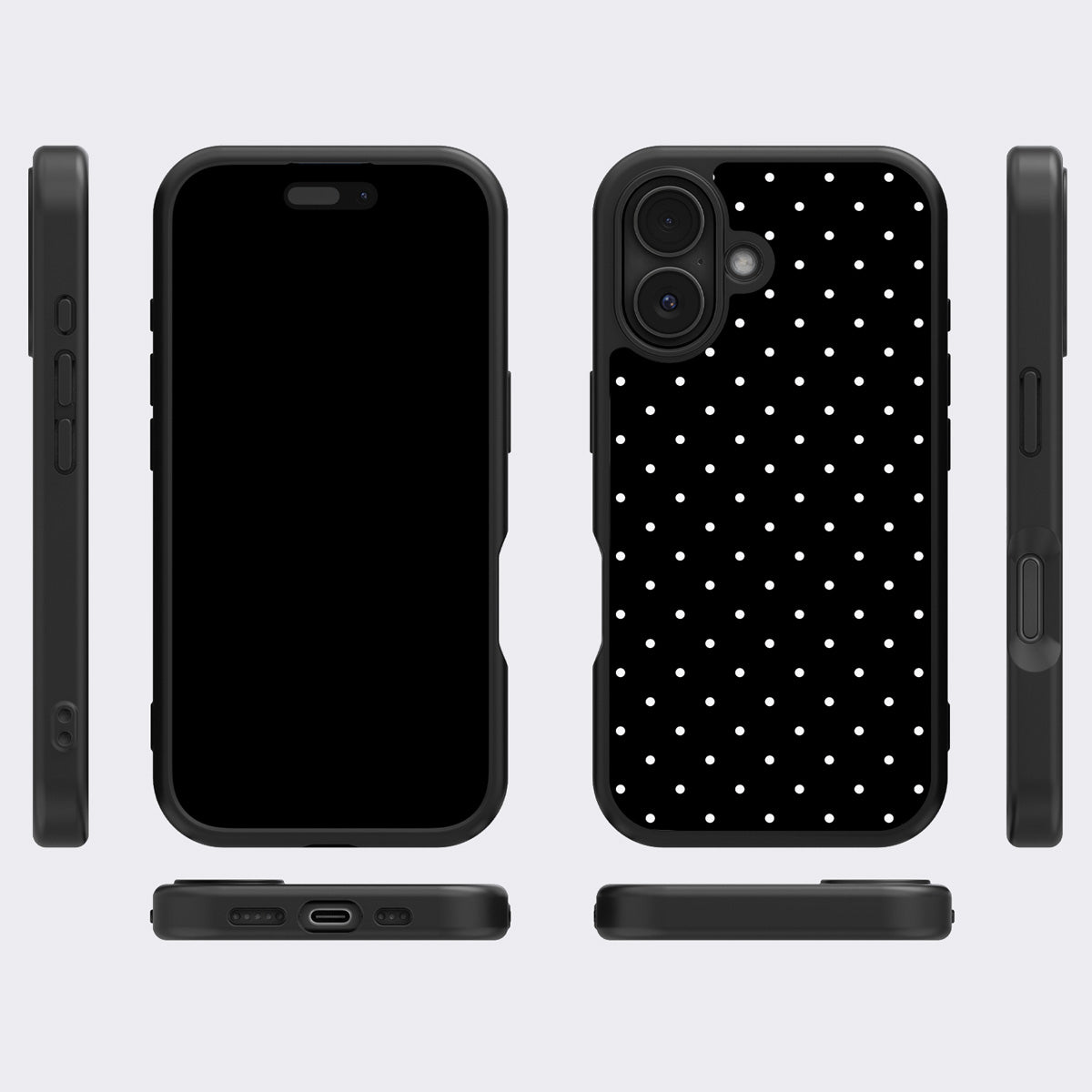 Midnight Confetti iPhone 16 case cover – multi-angle view