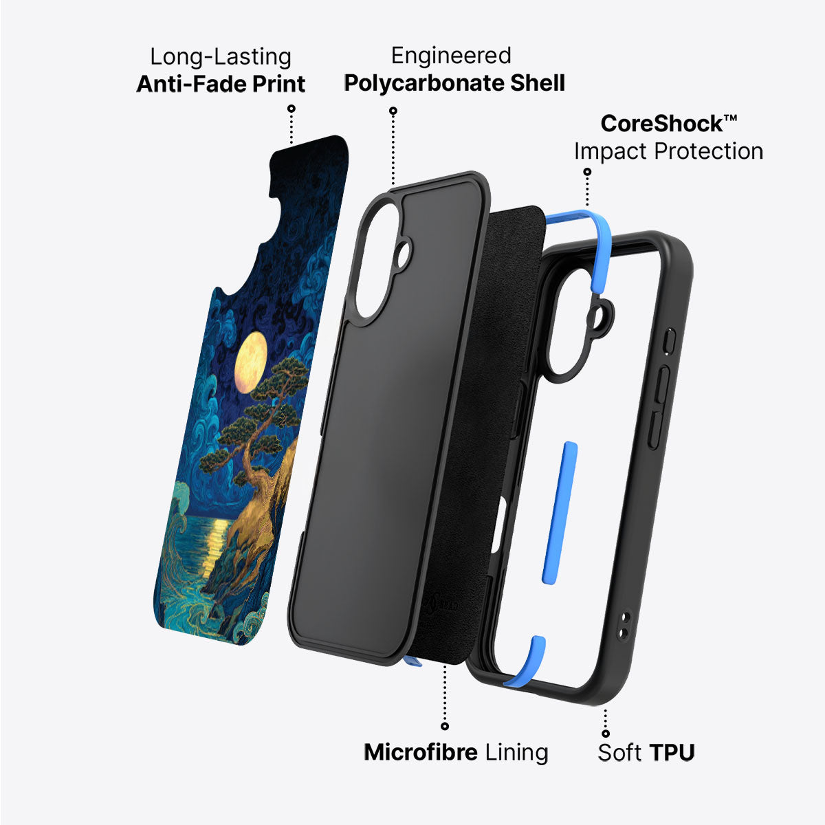 Moonlit Tide - iPhone 16 Case #case type_core (non magsafe)