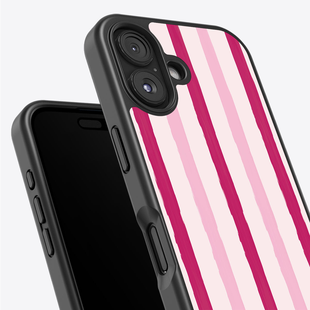 Pink Watercolor Stripes - iPhone 16 Case #case type_core (non magsafe)