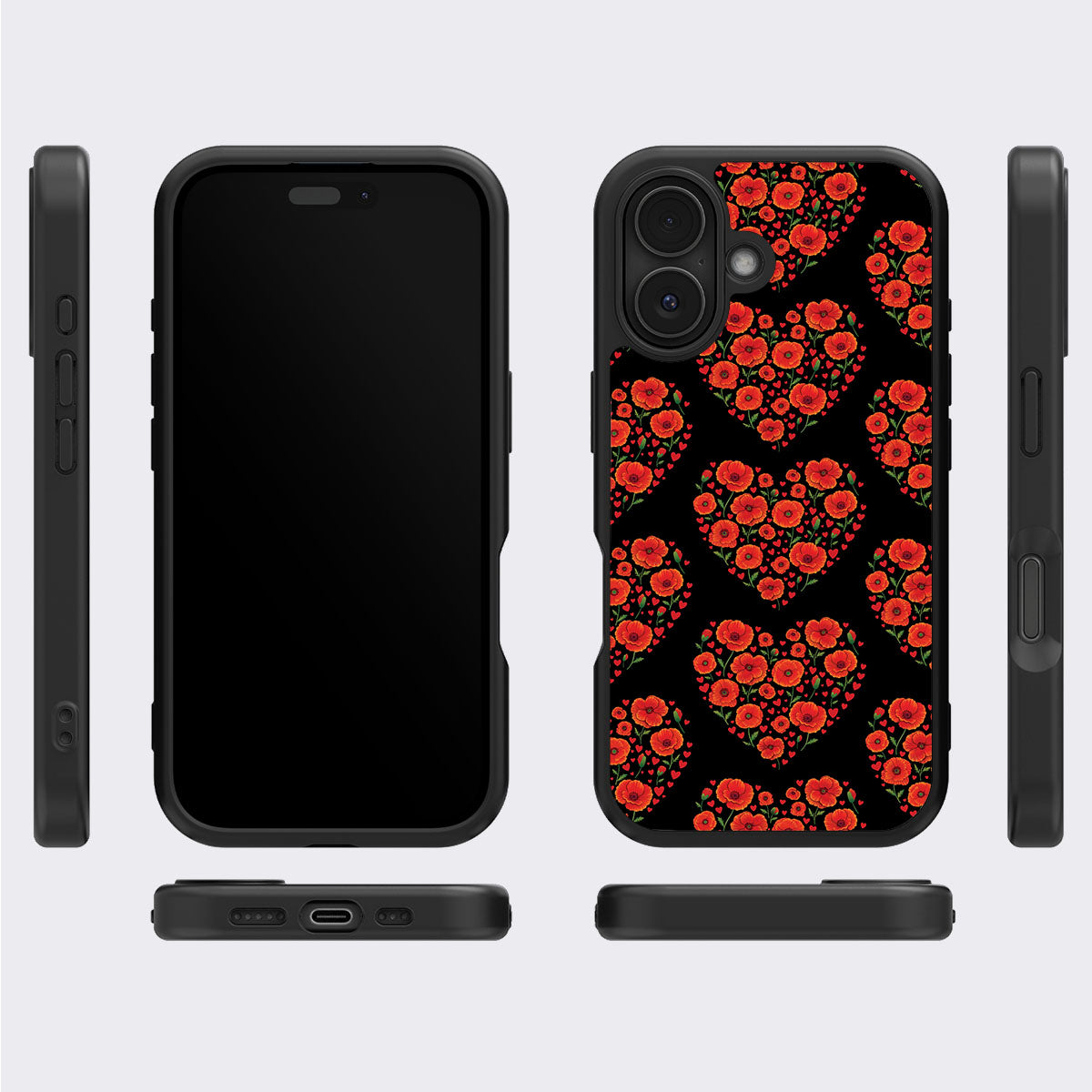 Poppy Heart - iPhone 16 Case #case type_core (magsafe), #case type_core (non magsafe)