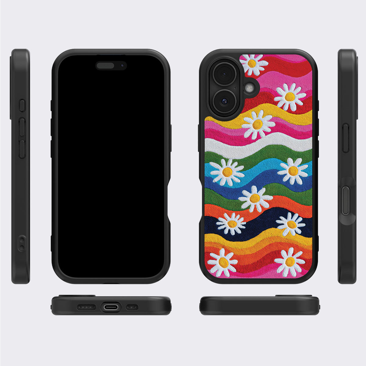 iPhone 16 Case with MagSafe – Rainbow Daisy