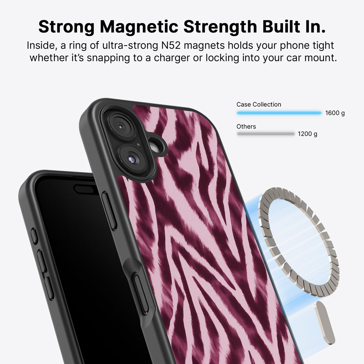 iPhone 16 MagSafe case – Sangria Zebra design