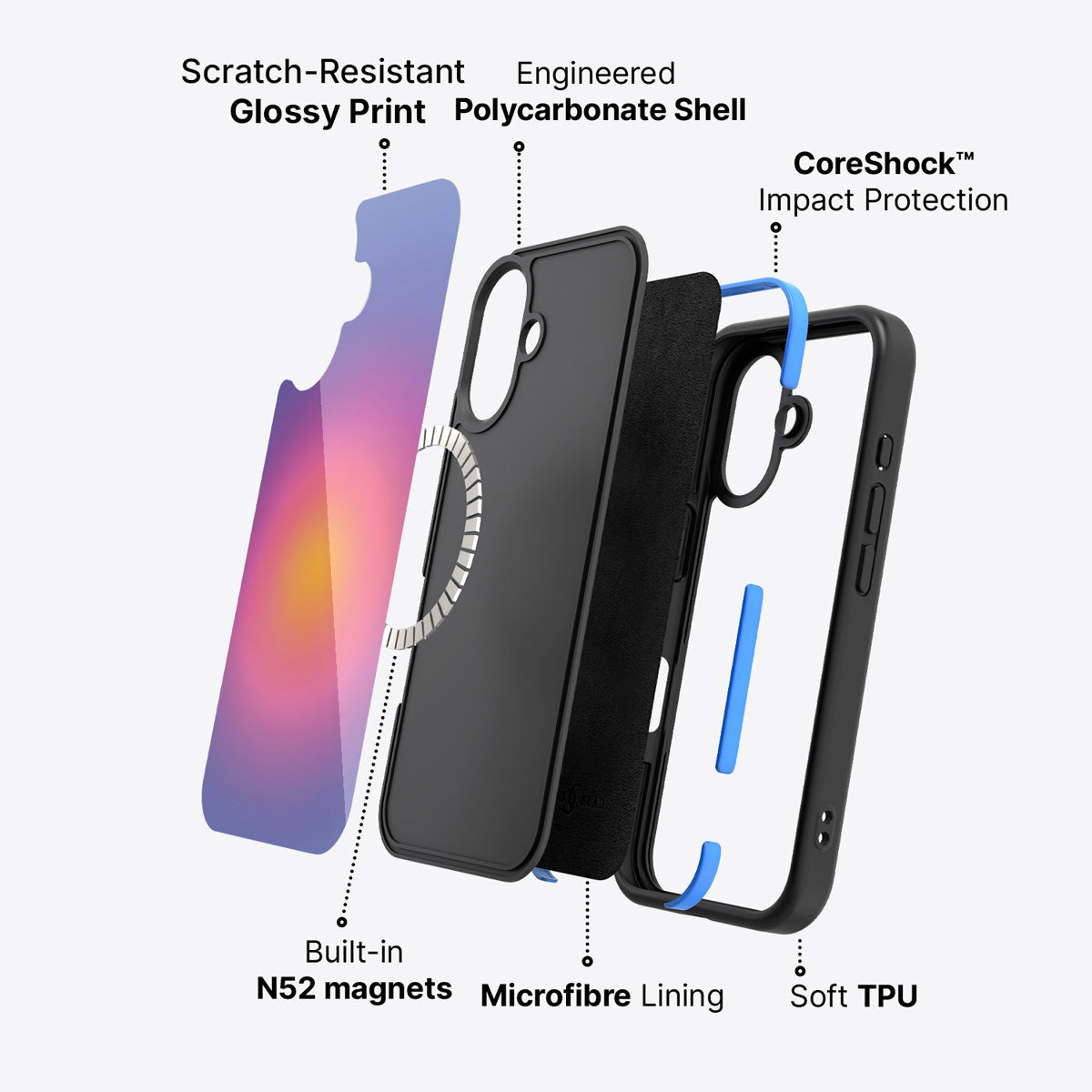 iPhone 16 Plus case construction – Aura Glow phone case