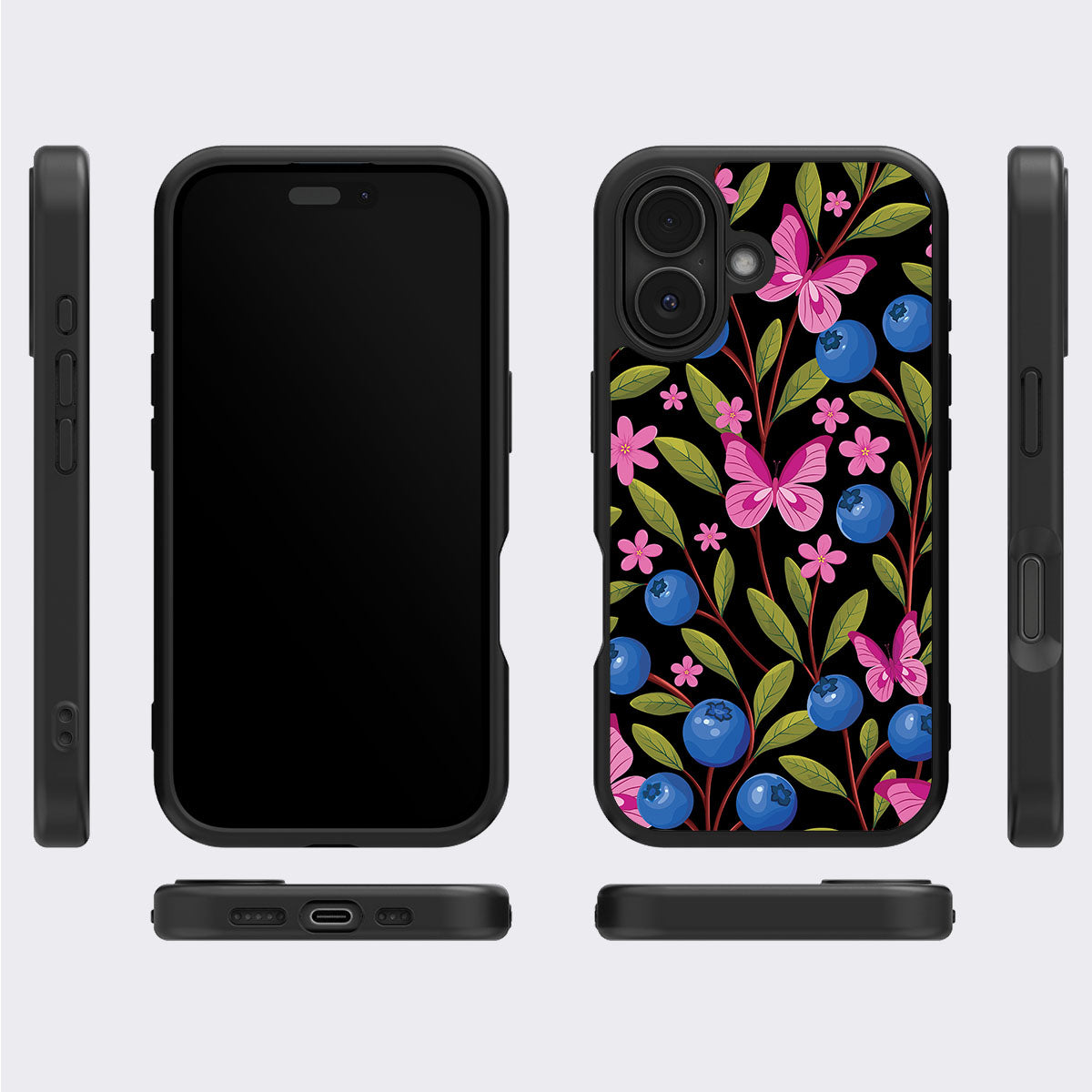 Blueberry Butterflies - iPhone 16 Plus Case #case type_core (magsafe), #case type_core (non magsafe)