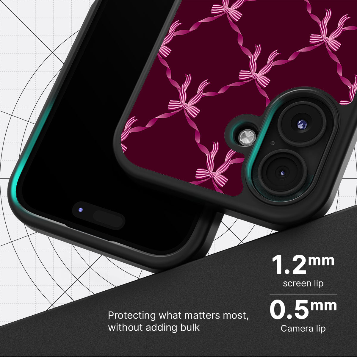 Bordeaux Bow - iPhone 16 Plus Case