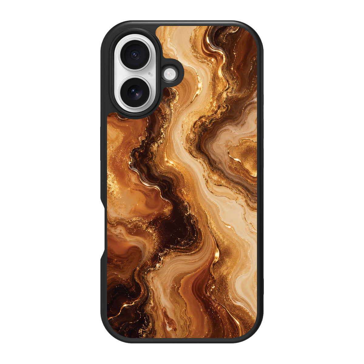 Caramel Swirl design back view – iPhone 16 Plus case