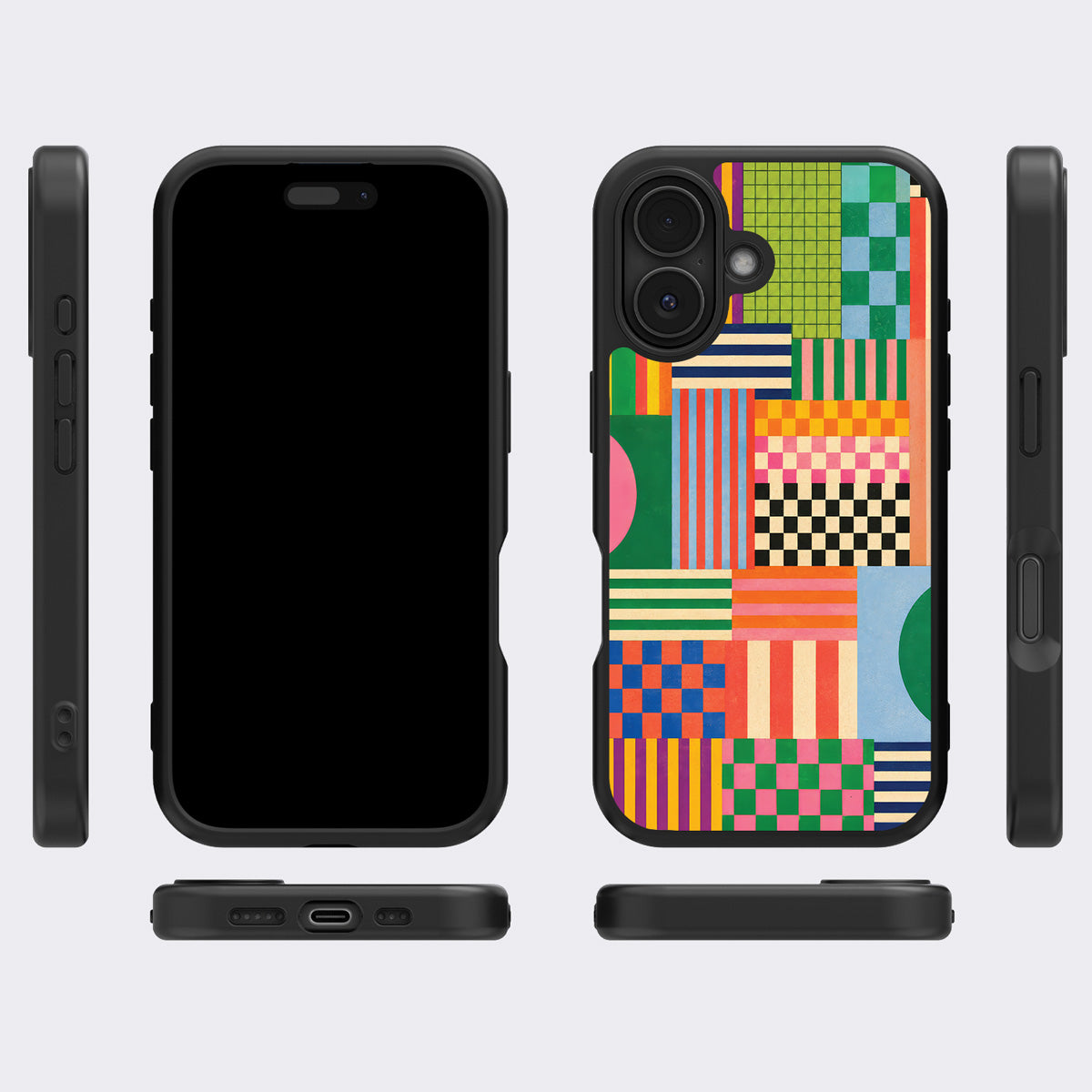 Carnival Quilt iPhone 16 Plus case cover – multi-angle view