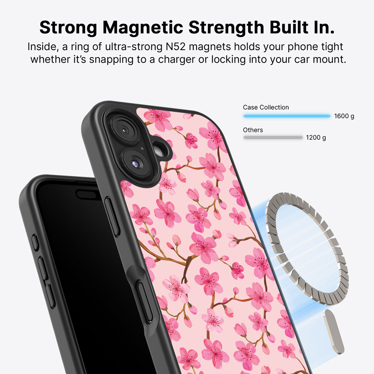 iPhone 16 Plus MagSafe case – Cherry Blossom design