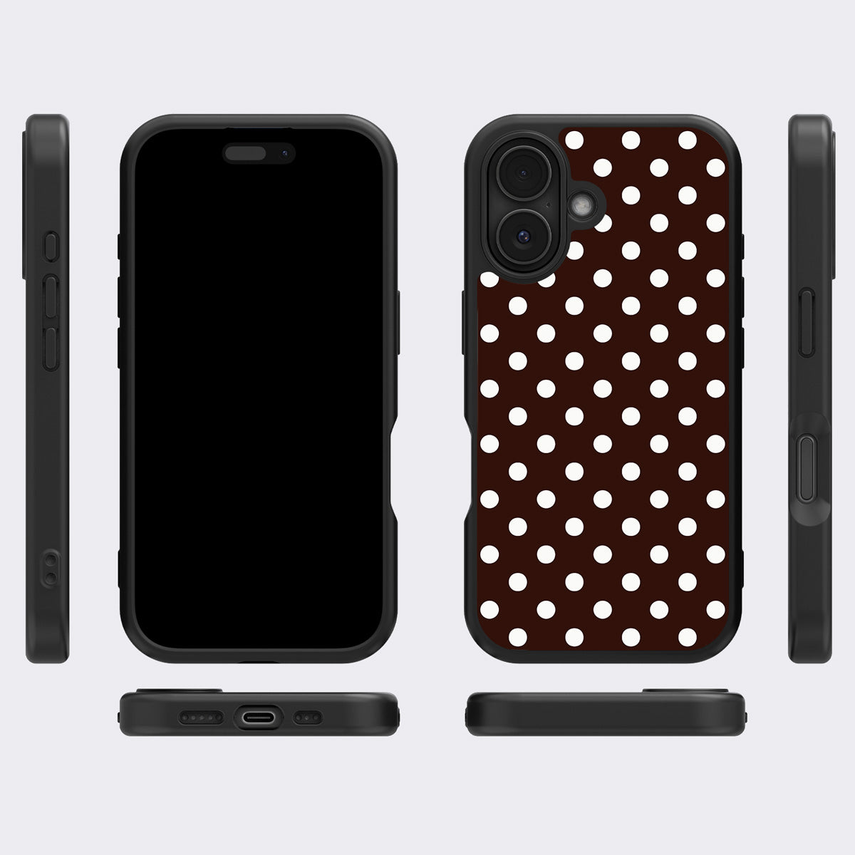 Cocoa Confetti iPhone 16 Plus case cover – multi-angle view