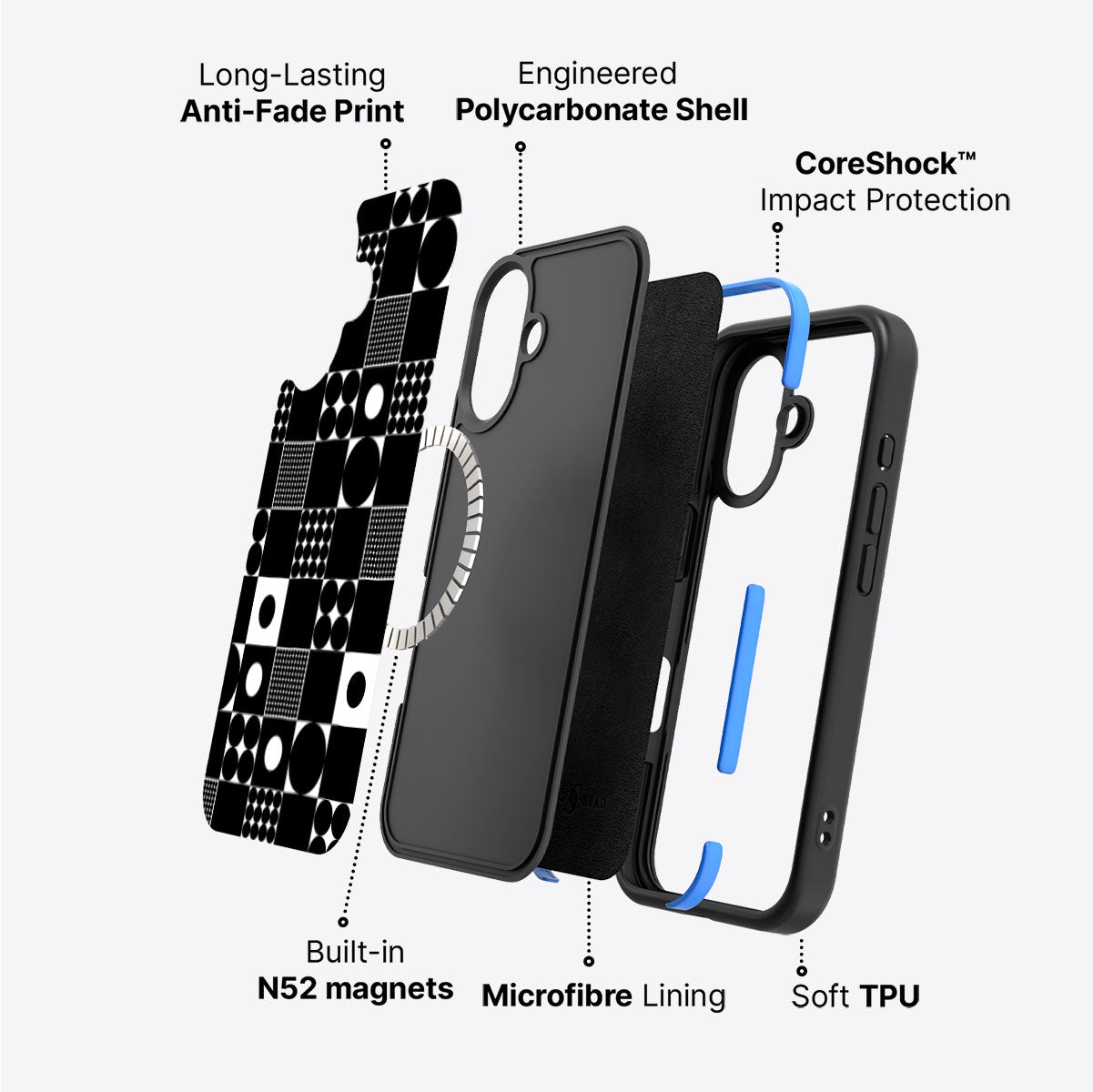 Grid and Orb - iPhone 16 Plus Case #case type_core (magsafe)