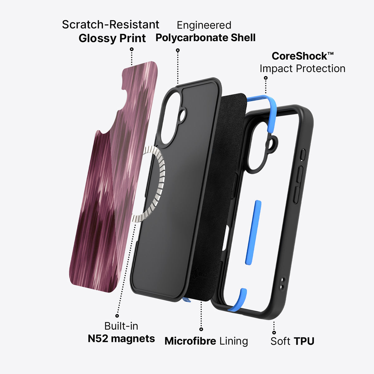 iPhone 16 Plus case construction – Ikat Haze phone case