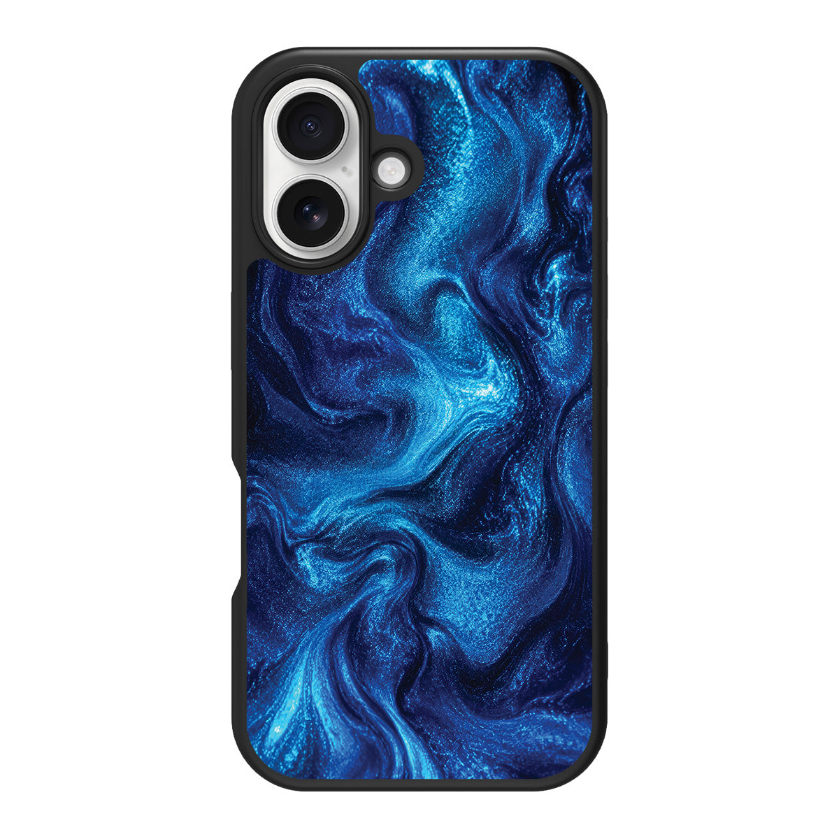 Blue Marble Designer iPhone 16 Plus Case – Indigo Impasto | MagSafe