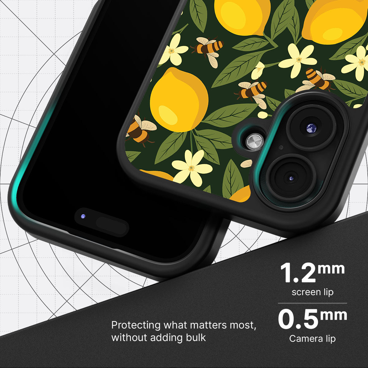 Lemon and Bees slim iPhone 16 Plus phone case