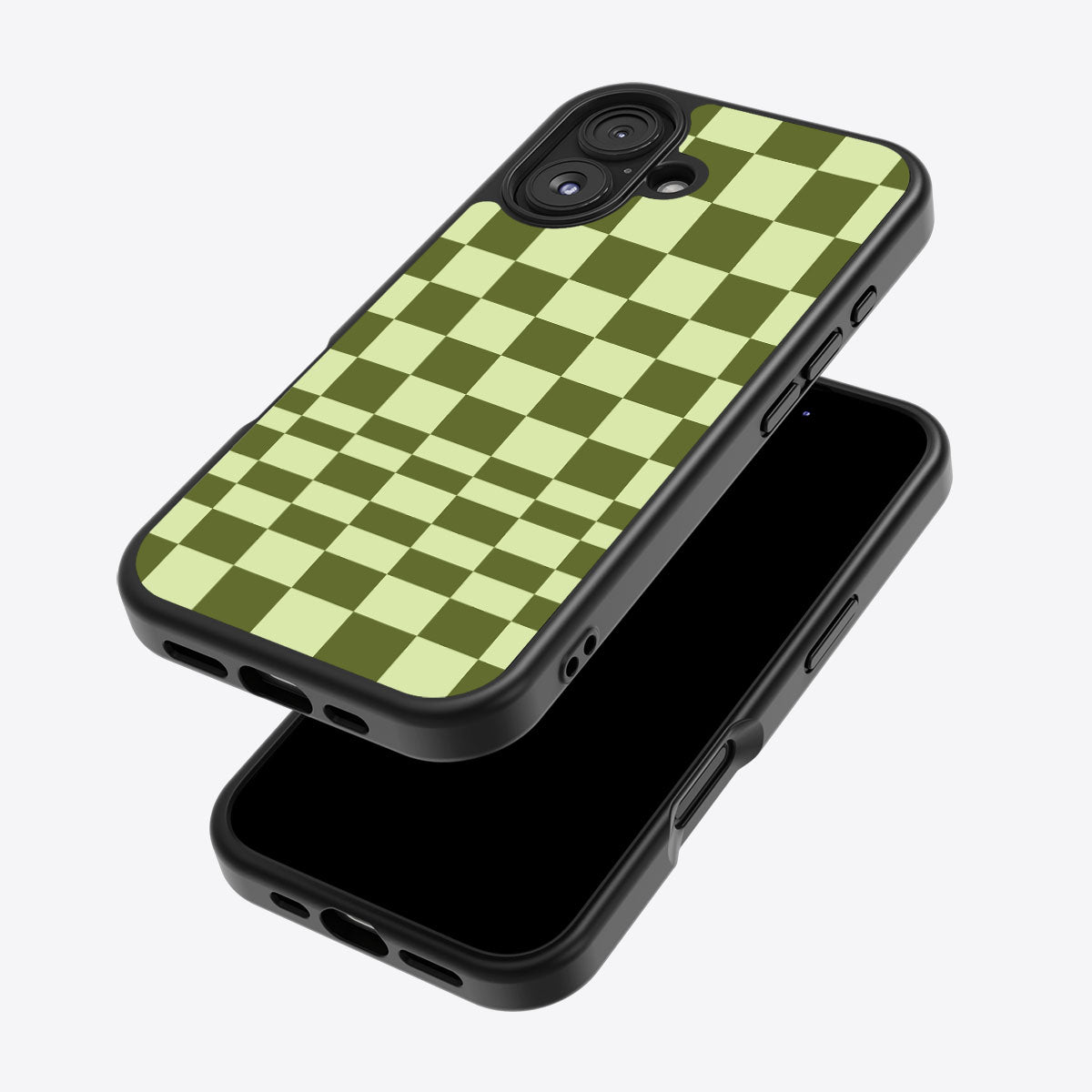 Olive Meadow iPhone 16 Plus case – back and side view
